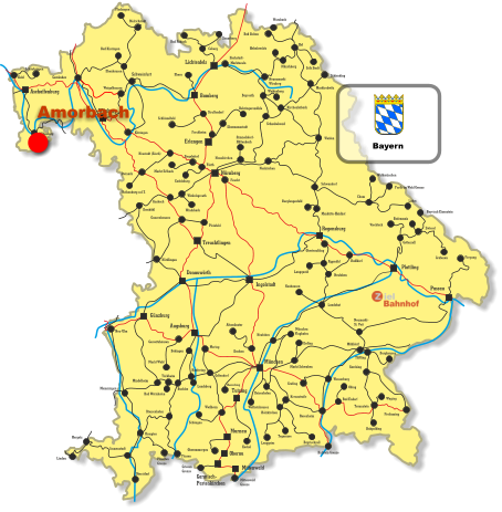 Wurzbach Lichtenfels Bamberg Erlangen Ingolstadt Tutzing Oberau Aschaffenburg Treuchtlingen Mittenwald Donauwörth Wüzburg Nürnberg Regensburg Plattling Passau Augsburg Murnau Günzburg München Melrichstadt Fludungen Ebenhausen Bad Kissingen Schweinfurt Kitzingen Gemünden Kahl Schönkrippen Miltenberg Ebern Coburg Bad Rodach Sonneberg Behringersmühle Ebermannstadt Forchheim Strullendorf Schlüsselfeld Fürth Markt Erlbach Cadolzburg Neustadt (Aisch) Steinach Rothenburg a.d.T. Ansbach Dombühl Windsbach Wickelsgreuth Pleinfeld Gunzenhausen Maxhütte-Haidhof Burglengenfeld Schwandorf Cham Waldmünchen Furth im Wald Grenze Lahm Weiden Neunkirchen Siegelsdorf Kirchenlaibach Schnabelwaid Bayreuth Weidenberg Neuenmarkt Wirsberg Münchberg Helmbrechts Hof Bad Steben Selb Stadt Schirnding Marktredwitz Neukirchen Simmelsdorf- Hüttenbach Hergatz Lindau Neu-Ulm Memmingen Mindelheim Buchloe Türkheim Bad Wörishofen Biessenhofen Füssen Kempten Garmisch- Partenkirchen Griesen  Grenze Pfronten Grenze Oberstdorf Immenstadt Oberammergau Weilheim Schöngau Landsberg Kaufering Bobingen Markt Wald Gessertshausen Mering Geltendorf Nördlingen Obertraubling Radldorf Neufahrn Eggmühl Langquaid Neuhausen Landshut Herrsching Wolfratshausen Dachau Altomünster München Flughafen Erding Markt Schwaben Grafing Wasserburg Neufahrn Mühldorf Neumarkt- St. Veit Rosenheim Deisenhofen Holzkirchen Kreuzstraße Lenggries Kochel Tegernsee Bayrischzell Traunstein Freyung Grafenau Zwiesel Bayrisch Eisenstein Bodenmais Viechtach Gotteszell Tüßling Burghausen Garching Obing Bad Endorf Feucht Waging Ruhpolding Freilassing Kufstein Grenze Mittenwald Grenze Hochstadt- Waigolhausen Marktzeuln Bayern Amorbach